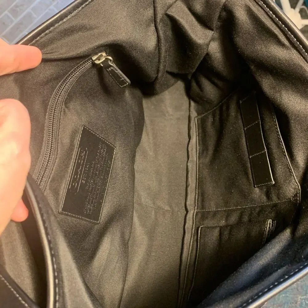 Coach Nylon Laptop Messenger Bag in Black with Silver Hardware